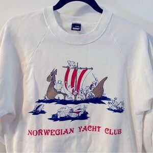 Vintage 80s Norwegian Yacht Club Sweatshirt Large Unisex USA Screen Stars Cotton
